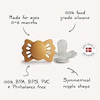 Vista 9 de FRIGG Lucky Symmetric SilkySoft - Chupete de silicona para bebé, fabricado en Dinamarca, sin BPA (crema/salvia, 0-6 meses)