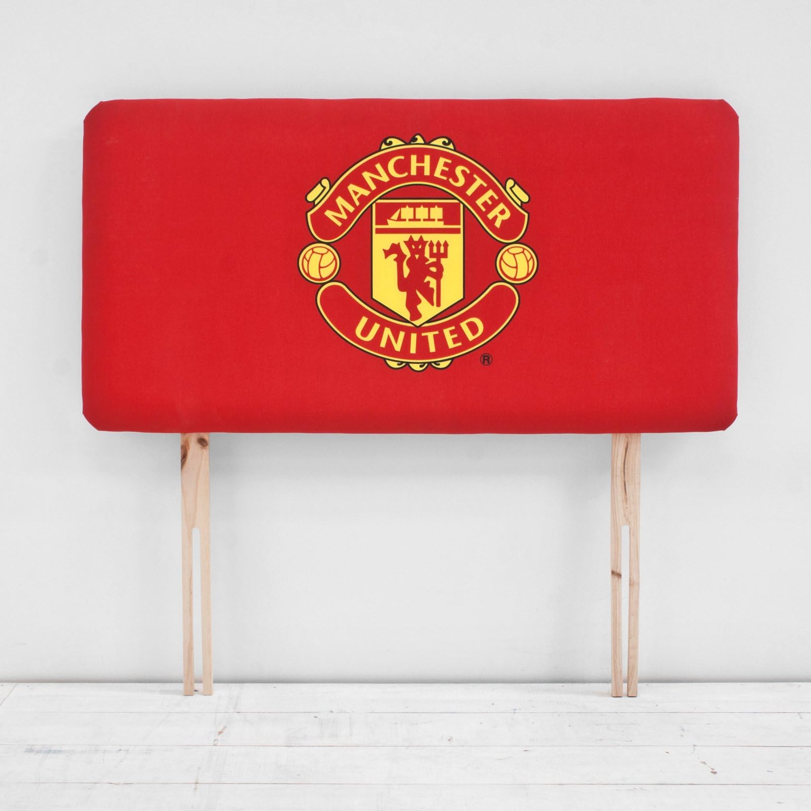 Childrenโs Manchester United Football Club Crest Red Single Bed Divan Headboard