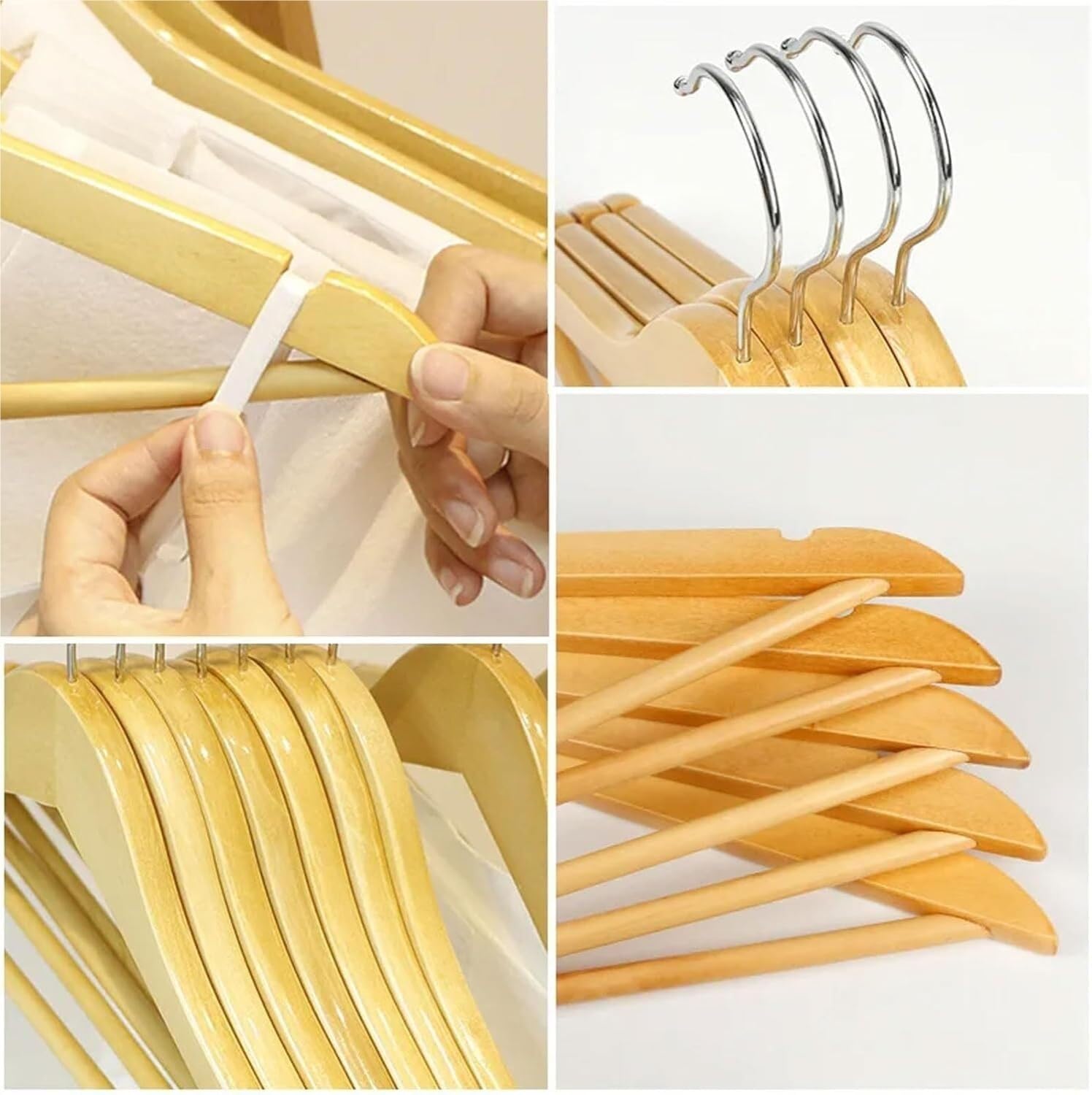 Perchas Perchas De Madera para Ropa, Estantes De Secado De Madera Antideslizantes para Traje, Camisa, Pantalones, Abrigo Perchas Ropa(10pcs)