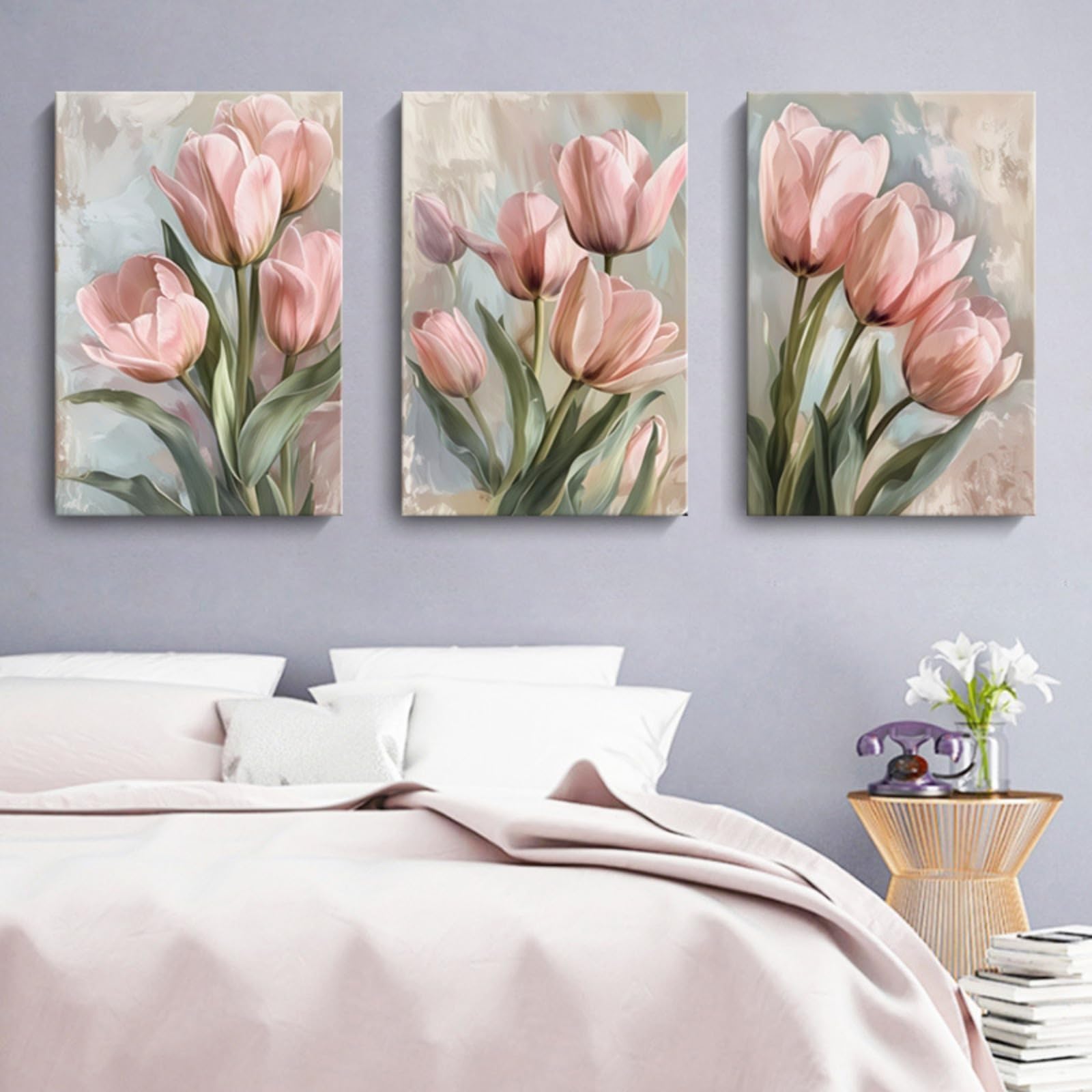 EGJEPWFH Abstract Flower Canvas Wall Art -Living Room Nature Botanical Painting Posters Modern Minimalist Canvas Artwork Decor(20x30cmx3/NO frame)