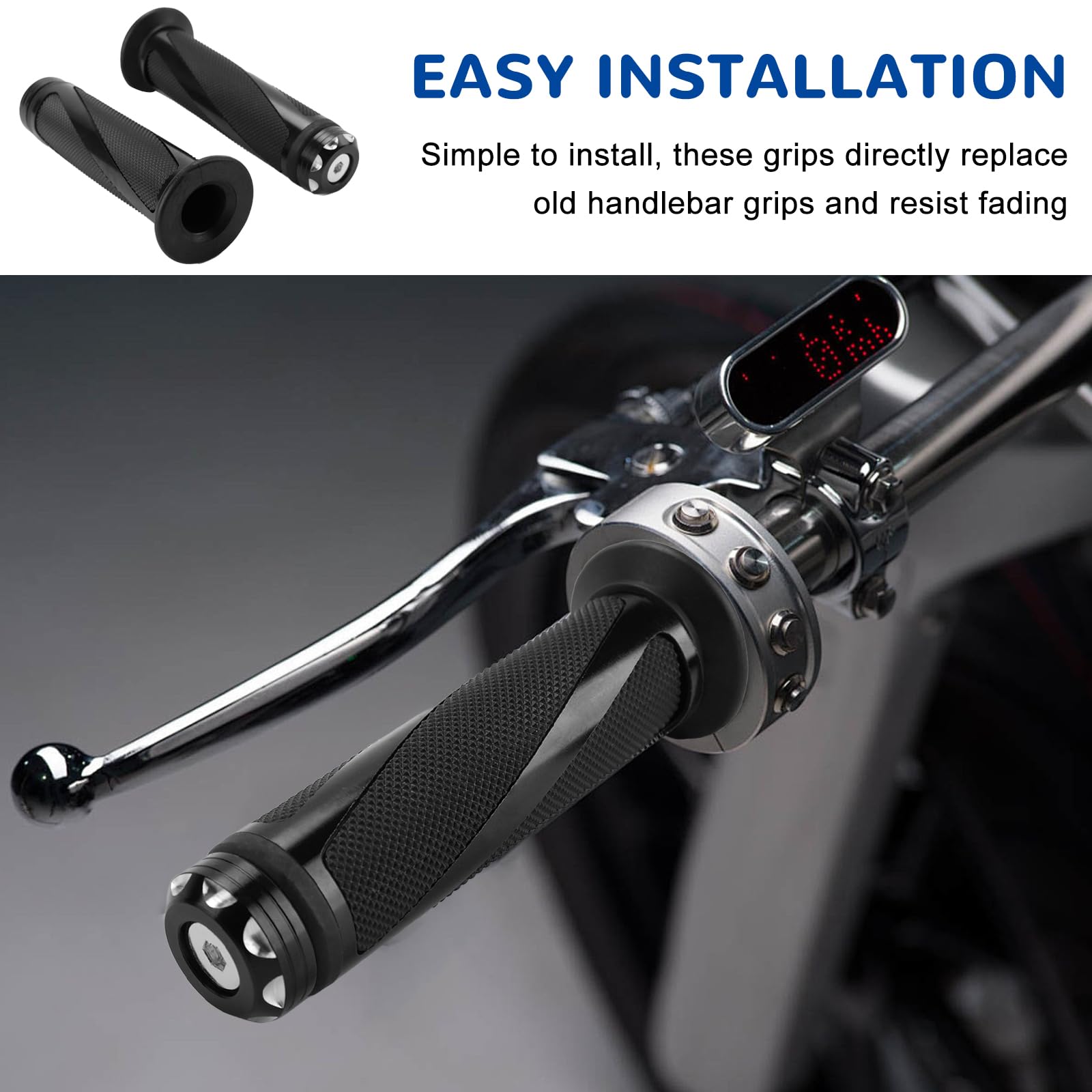 2PCS Motorcycle Handlebar Grips,22mm/24mm Motorbike Handlebar Rubber Grips,Non-slip Motorcycle Handle Bar Hand Grips,Bike Grips,Throttle Grip for Motocross Dirt Pit Bike Motorbike Grips — view 6