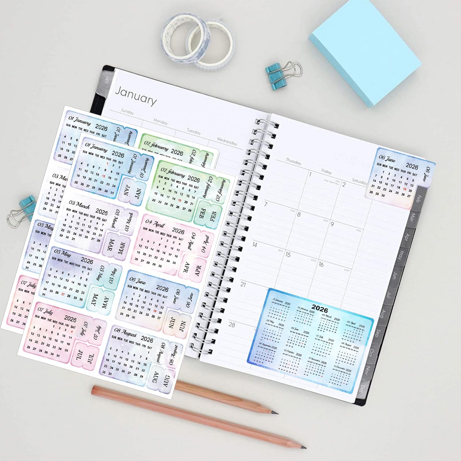 2026 Schedule Calendar Stickers 240 pcs in Three Designs image 4
