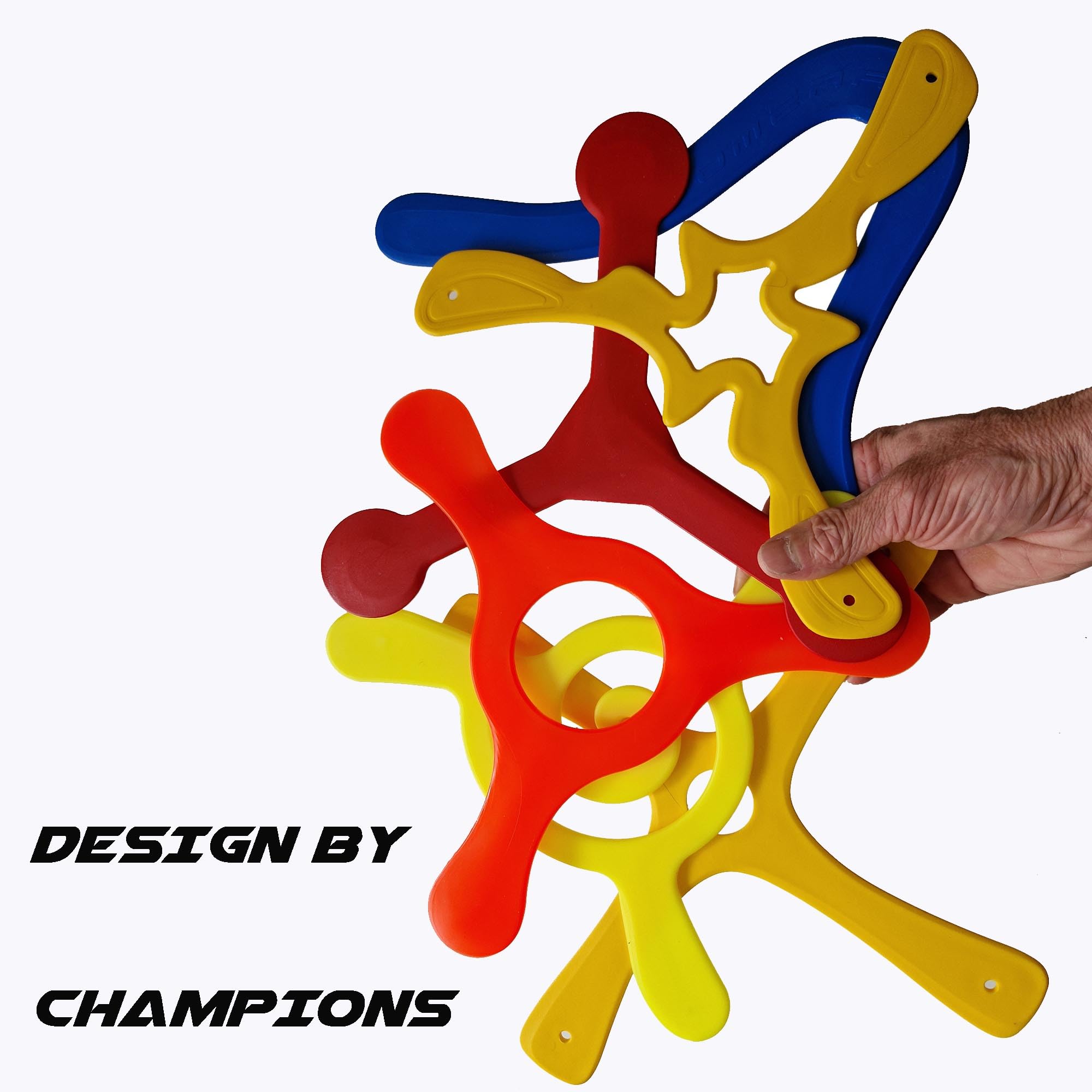 Confezione da 6 Boomerang per principianti, sport e giochi all'aperto, facile da lancere, in polipropilene.