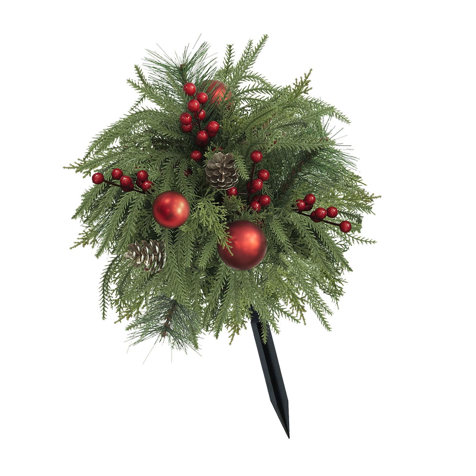 Pangboer Multicolor Christmas Garden Accent Stake, Artificial Greenery Decoration, Ground Pick, Yard Planter Porch Display, Seasonal Entry, 60Cm / 23.6Inch Christmas Garden Stake Holiday Yard Decor Planter Pick Flower