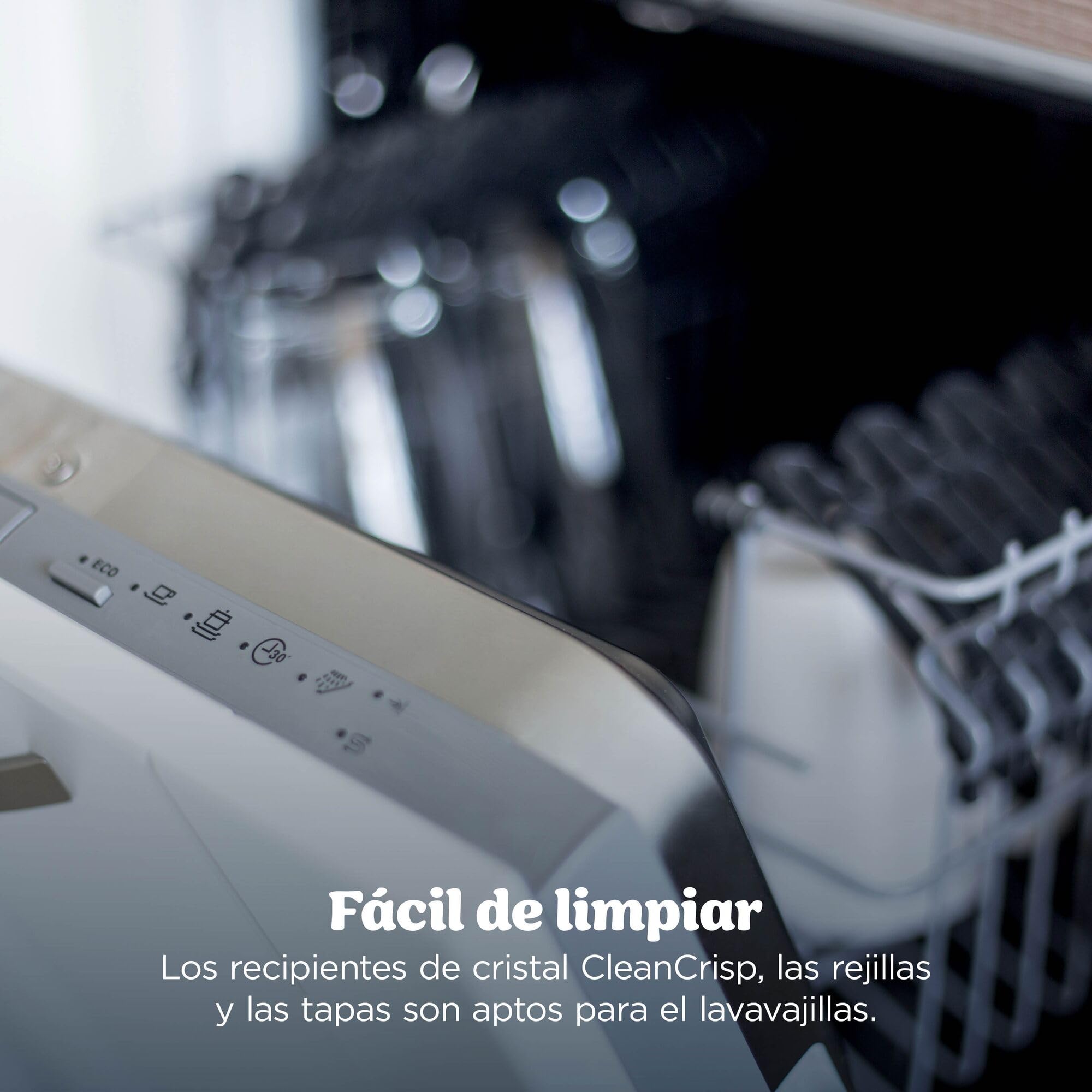 Ninja CRISPi PRO XL Freidora de aire, 5 funciones de cocción predefinidas, recipientes de cocción de cristal CleanCrisp de 5,7 y 2,3 l y tapas para almacenamiento, Dorado piedra AS090EUSD