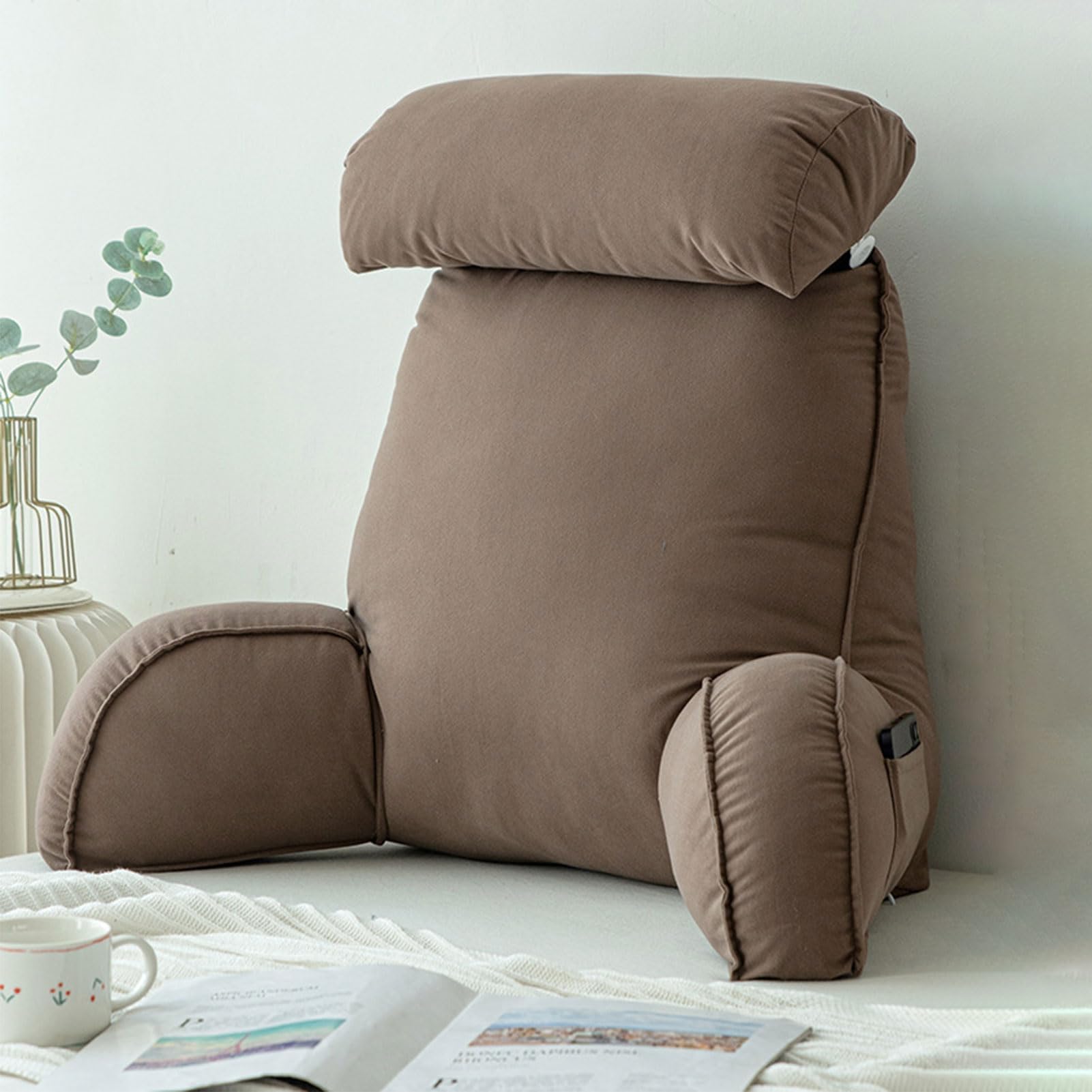 Reading Pillow For Bed Back Lumbar Support Cushion Cuddle Cushion with Arms Sofa Waist Pillow Round Pillow for Sitting Relaxing Reading Gaming Comfort and Support for Your Back.