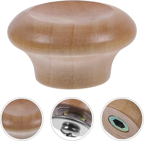 Miniatura 4 de Perillas de tapa de sartén de madera, 2 pomos de tapa de madera reemplazables para tapa de sartén de cocina, reemplazo de tapa de olla