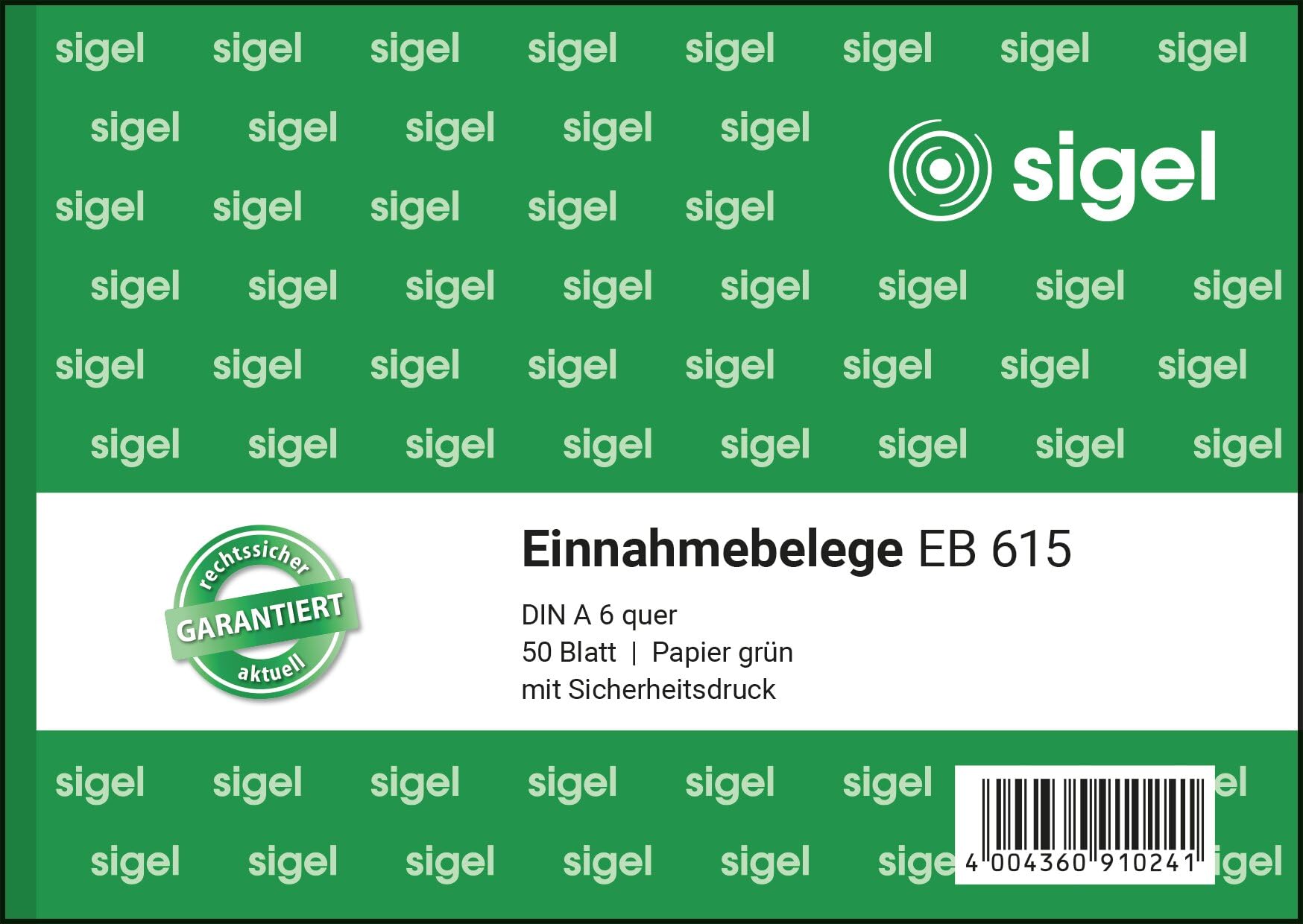 SIGEL EB615 Receipt Documents A6 Landscape 50 Sheets