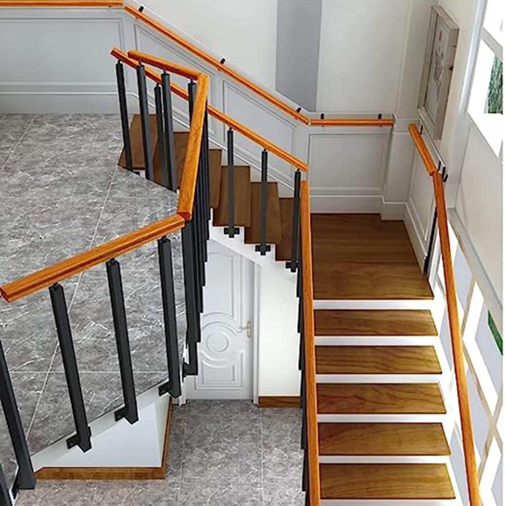 Adjuble słupek balustradowy 270°, 85 cm, czarna kwadratowa metalowa balustrada tarasowa z okuciami montażowymi, idealna do ogrodu i bezpieczna, solidna i smukła konstrukcja