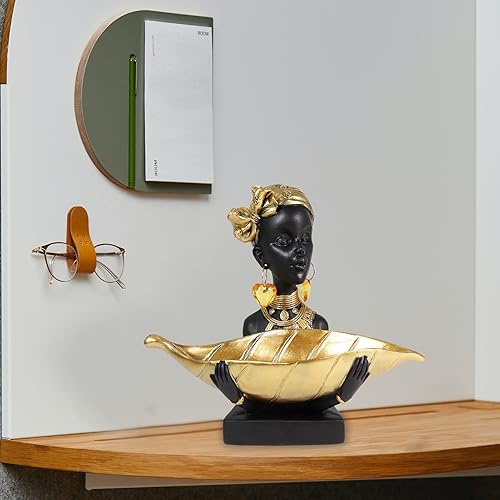 Miniatura 4 de Estatuas africanas para decoración del hogar, esculturas decorativas para sala de estar, figuras de busto de dama africana de 10.5 pulgadas, adorno