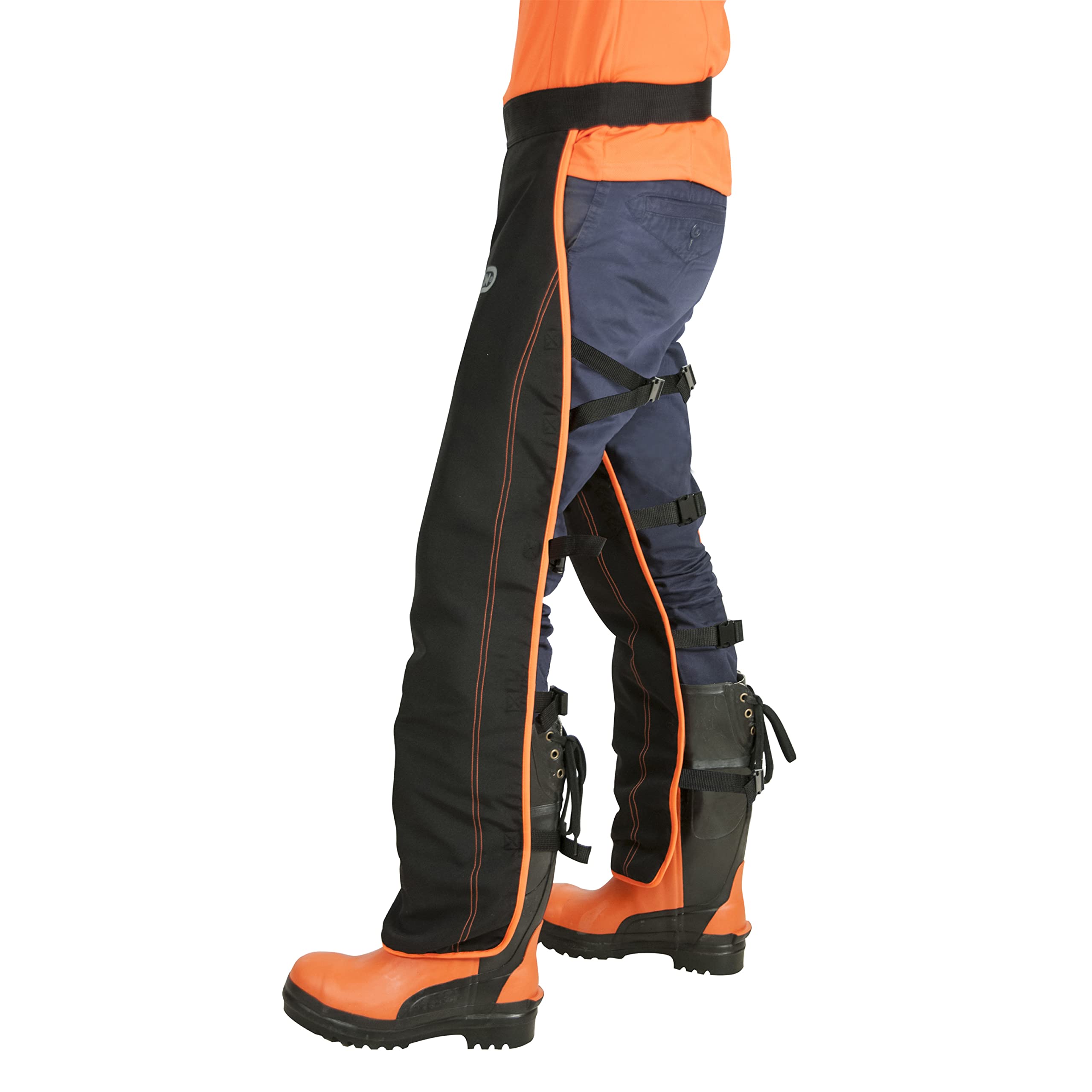 Oregon 575780 - Perneras anticorte para motosierra + Guantes de Seguridad para Cortar con Motosierra, Piel - 1 Par (L)
