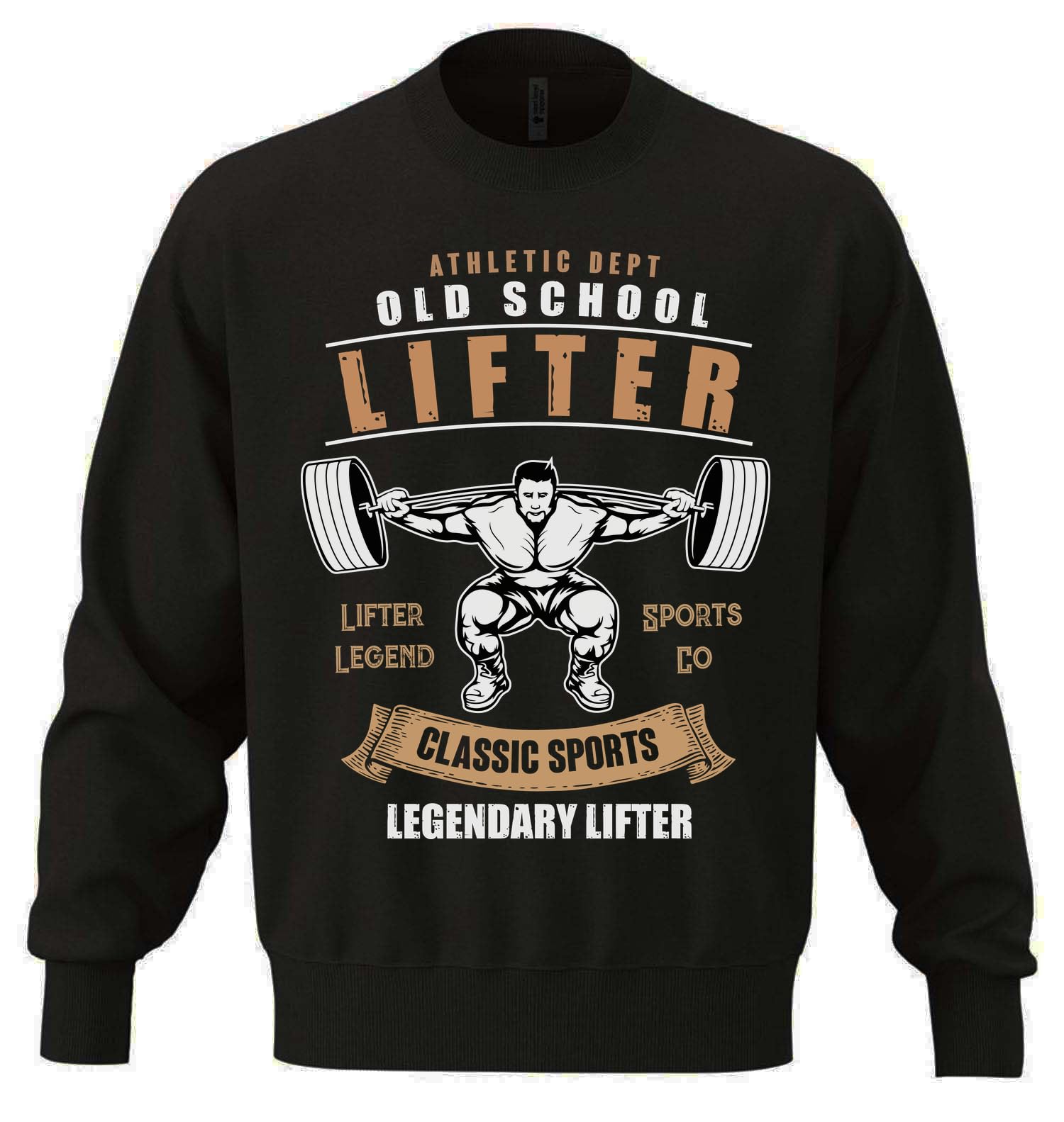 Athletic Dept Old School Lifter Back Squat Graphic Sweatshirt unisexe surdimensionné en coton mélangé épais Noir