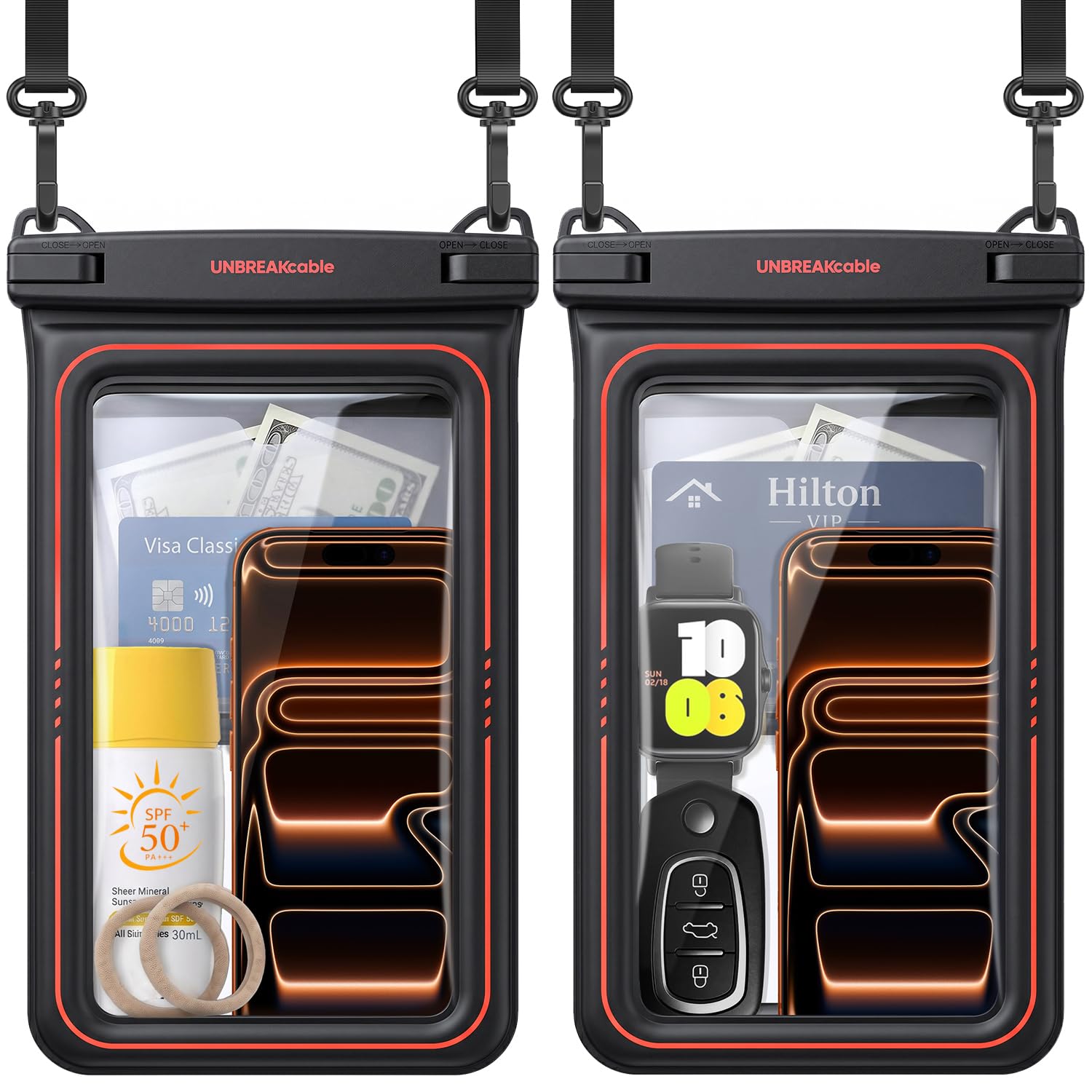 UNBREAKcable [UP to 9.5"]XL Size EXTRA Large Waterproof Phone Pouch Floating IPX8 Phone Case Dry Bag for iPhone 17 Air 16 15 14 Pro Max Samsung S25