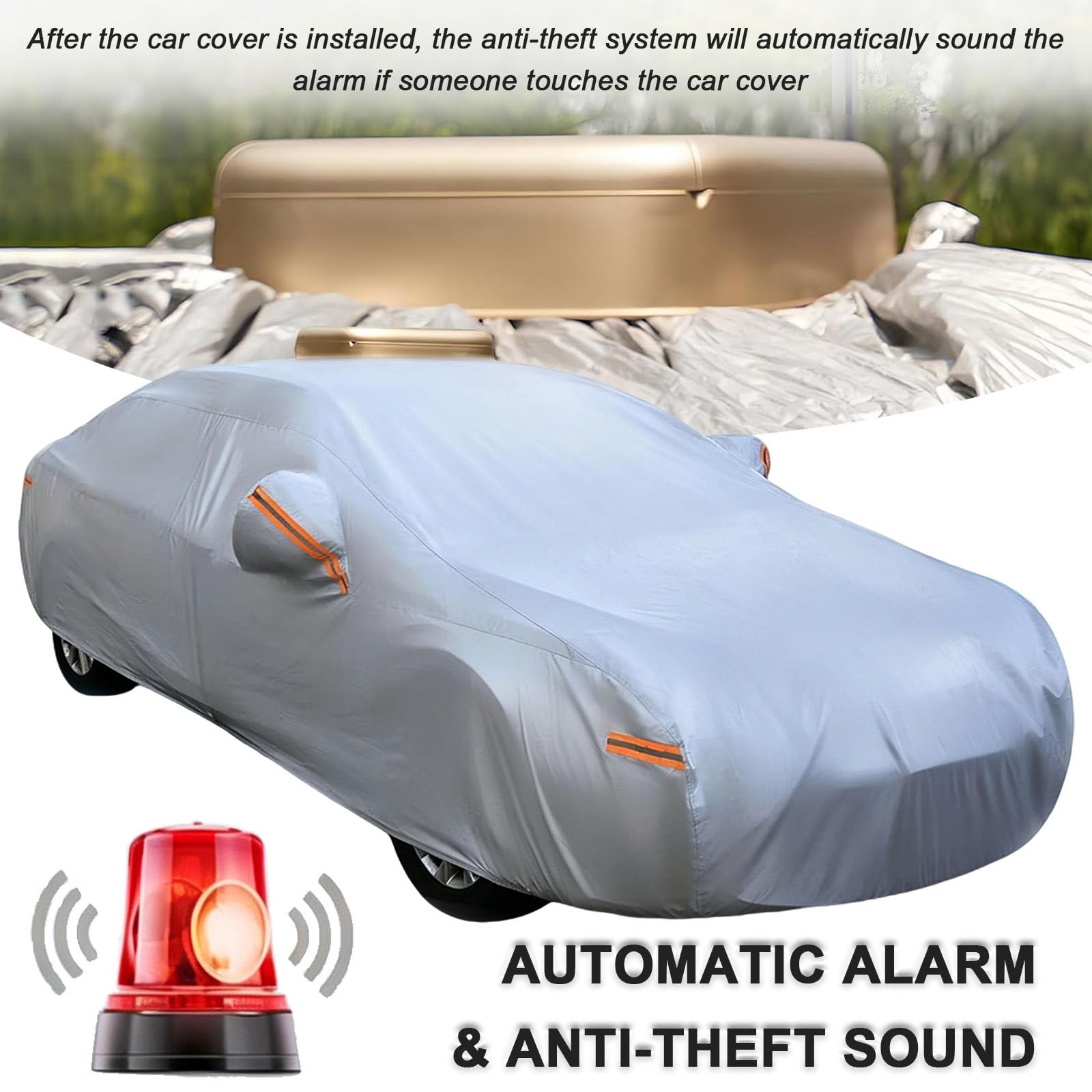 Funda Inteligente e Impermeable para Coche, con Carga Solar y Control Remoto, Resistente al Viento y a la Nieve, Cobertura Total, para Uso en Interiores y Exteriores Silver-2L