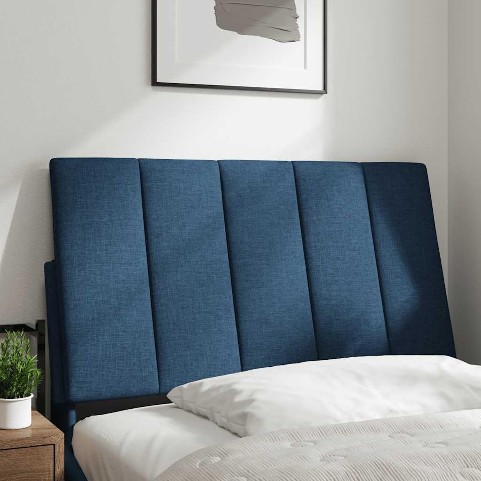 vidaXL Cabecero de Cama Acolchado Hanko Tela Azul 90 cm