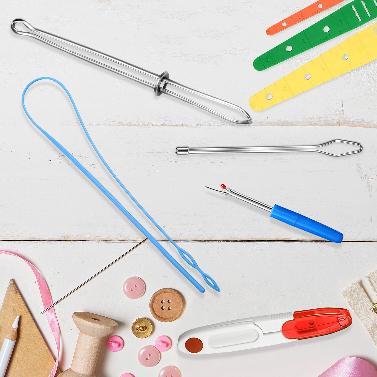 Lot De 10 Enfile-fils Métalliques Pliables - Acier Inoxydable, Ressort, Pour Cordons, Lacets, Couture, Tricot - 4