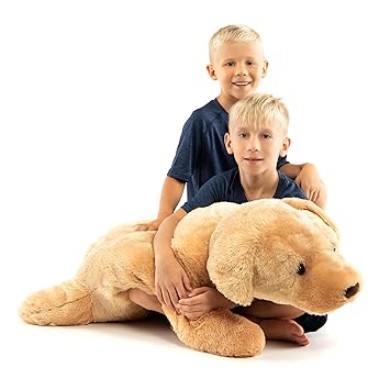 Extra Large Stuffed Dog Hugging Toy-Giant Sleeping Plush Body Pillow for Kids, Adults-Ideal for Bedroom Bed, Valentine?��s Day Gift- 35 by 15 Inches Big, Brown, Fluffy and Soft-For Boys, Girls