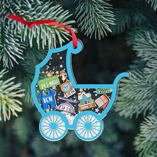 Miniatura 8 de Adorno de Navidad para bebé 2024, adornos de estadísticas de nacimiento de bebé, adornos de bebé, adornos personalizados de primera Navidad para