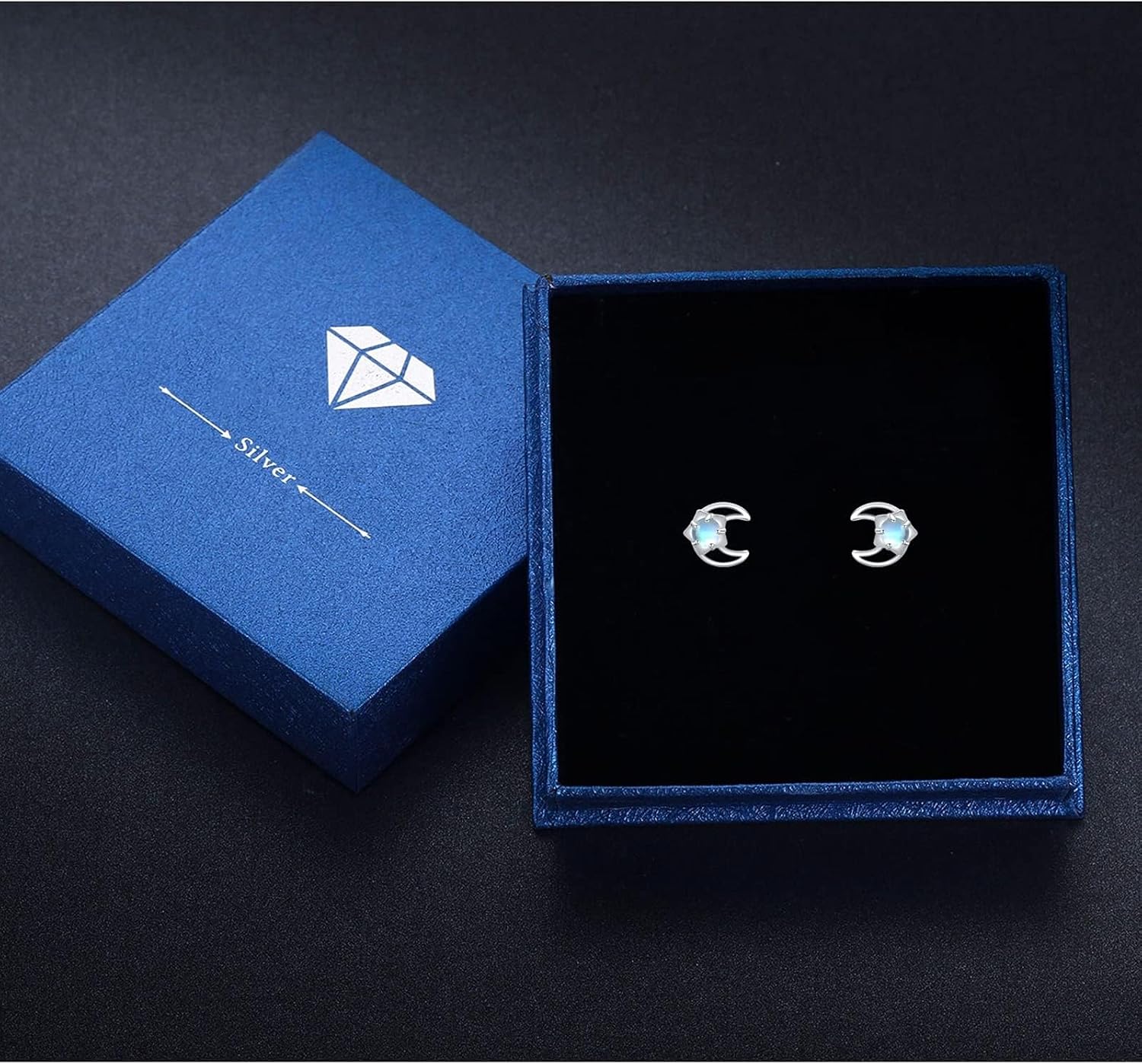 CUOKA MIRACLE Moonstone Moon Star Earrings S925 Sterling Silver Moonstone Star Moon Earrings for Women Stud Earring Jewelry Gifts for Women - Image 5