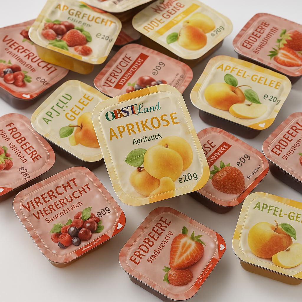 minafood Set für Obstland Konfitüre Portionspackungen 100x20g + Notizblock