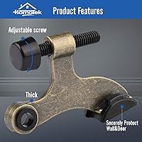 Vista 2 de HOMOTEK Paquete de 2 Topes de Puerta con Pasador de Bisagra de Latón Antiguo, Tope de Puerta Ajustable de Lujo Resistente de 2-1/2"x1-3/4
