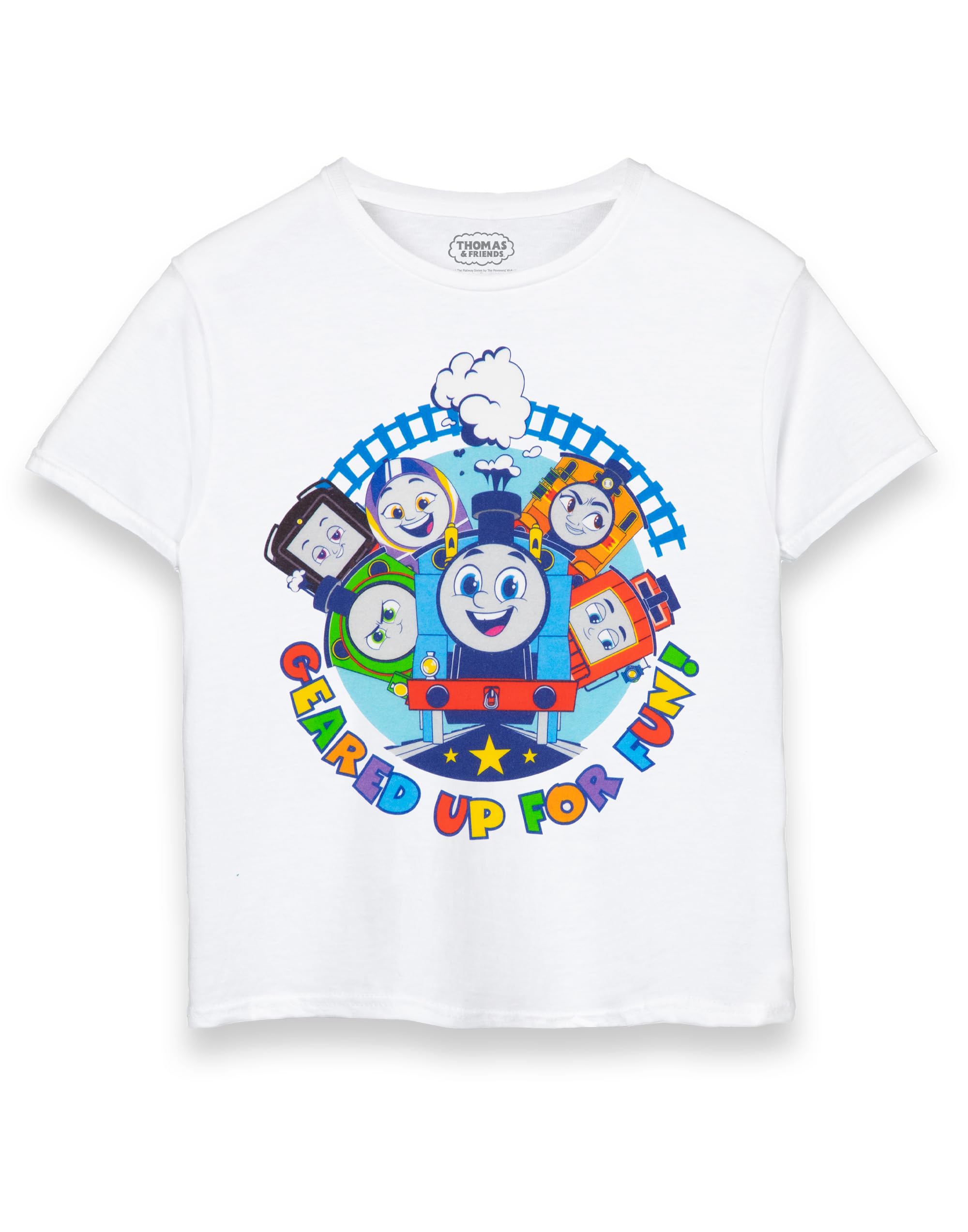 Thomas & Friends Camiseta gráfica para niños | Camiseta de Manga Corta Mejores Amigos | Ropa de Personajes para niños | Thomas el diseño del Motor del Tanque