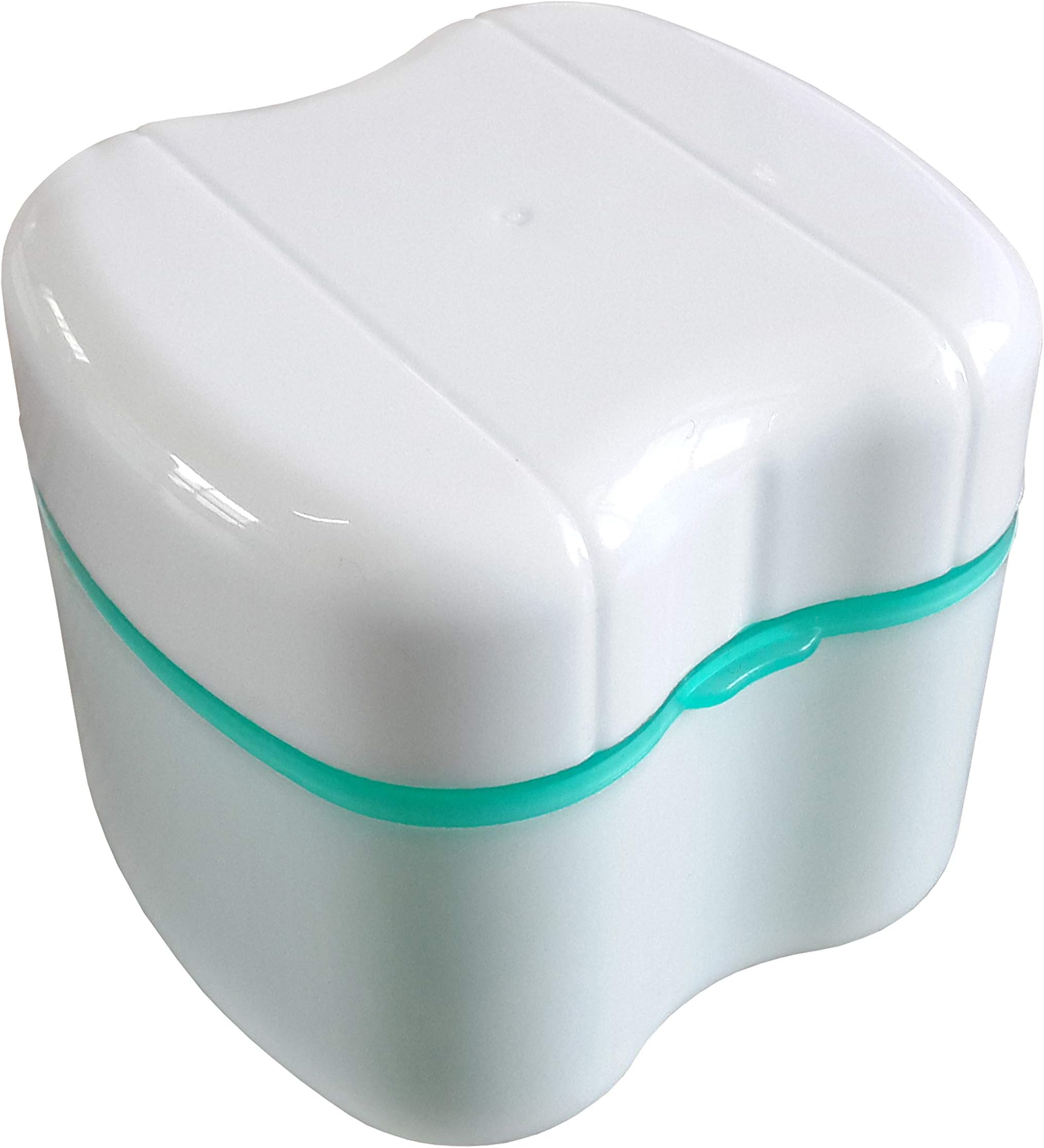 Caribbean Green Denture Box with Specially Designed Holder for Rinse Basket, Great for Dental Care, Easy to Open, Store and Retrieve (Caribbean Green)