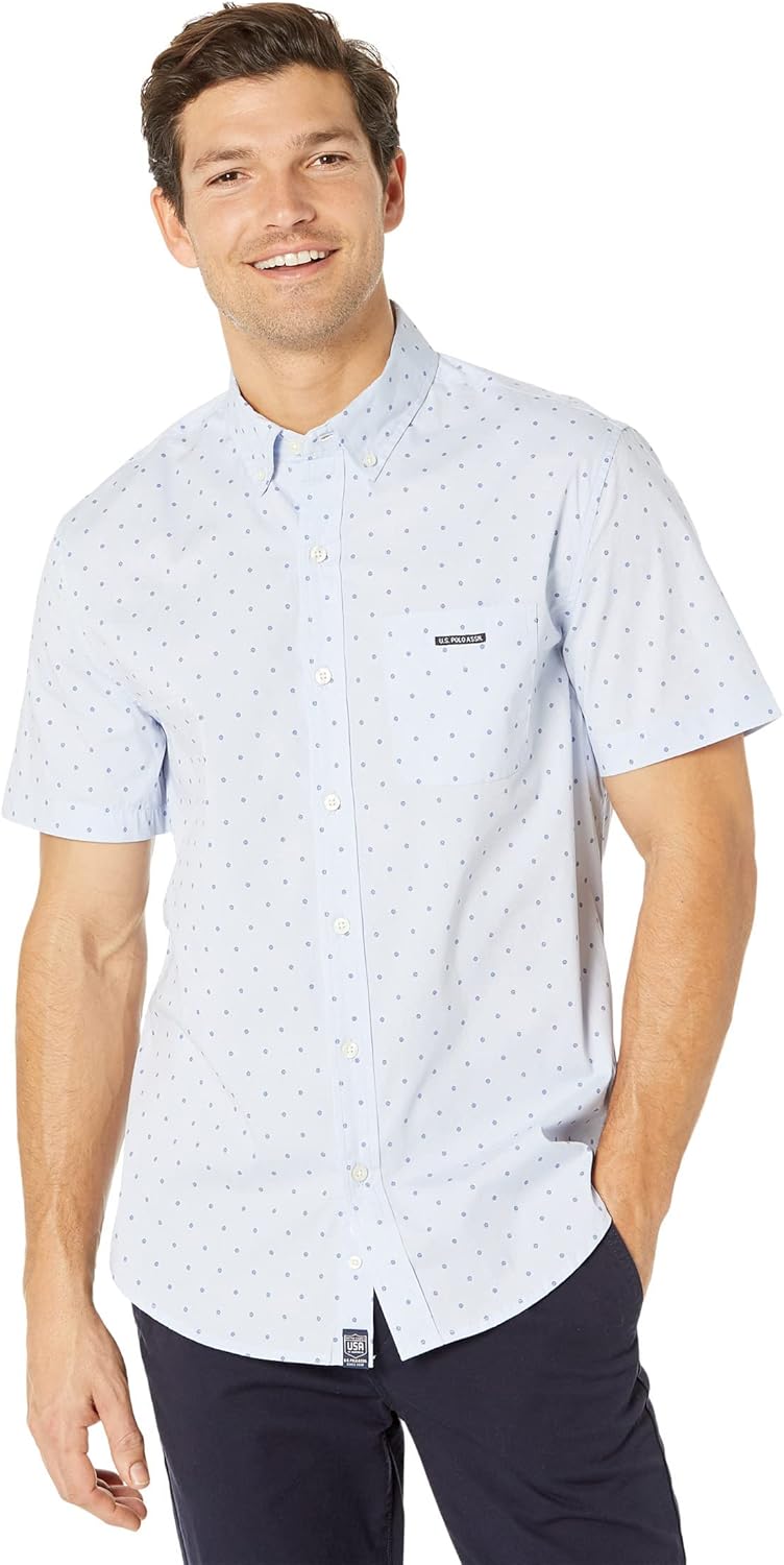 SLIM FIT DOT PATTERN SHORT SLEEVE SHIRT