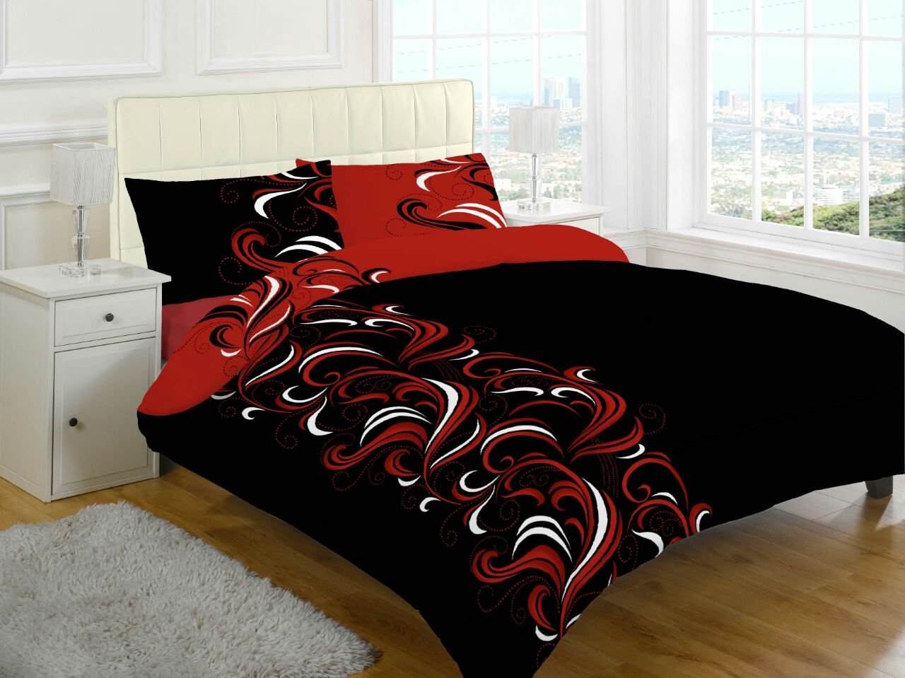 GoldStar® Jacob Printed Duvet Quilt Cover Floral Bedding Set, Single, Black