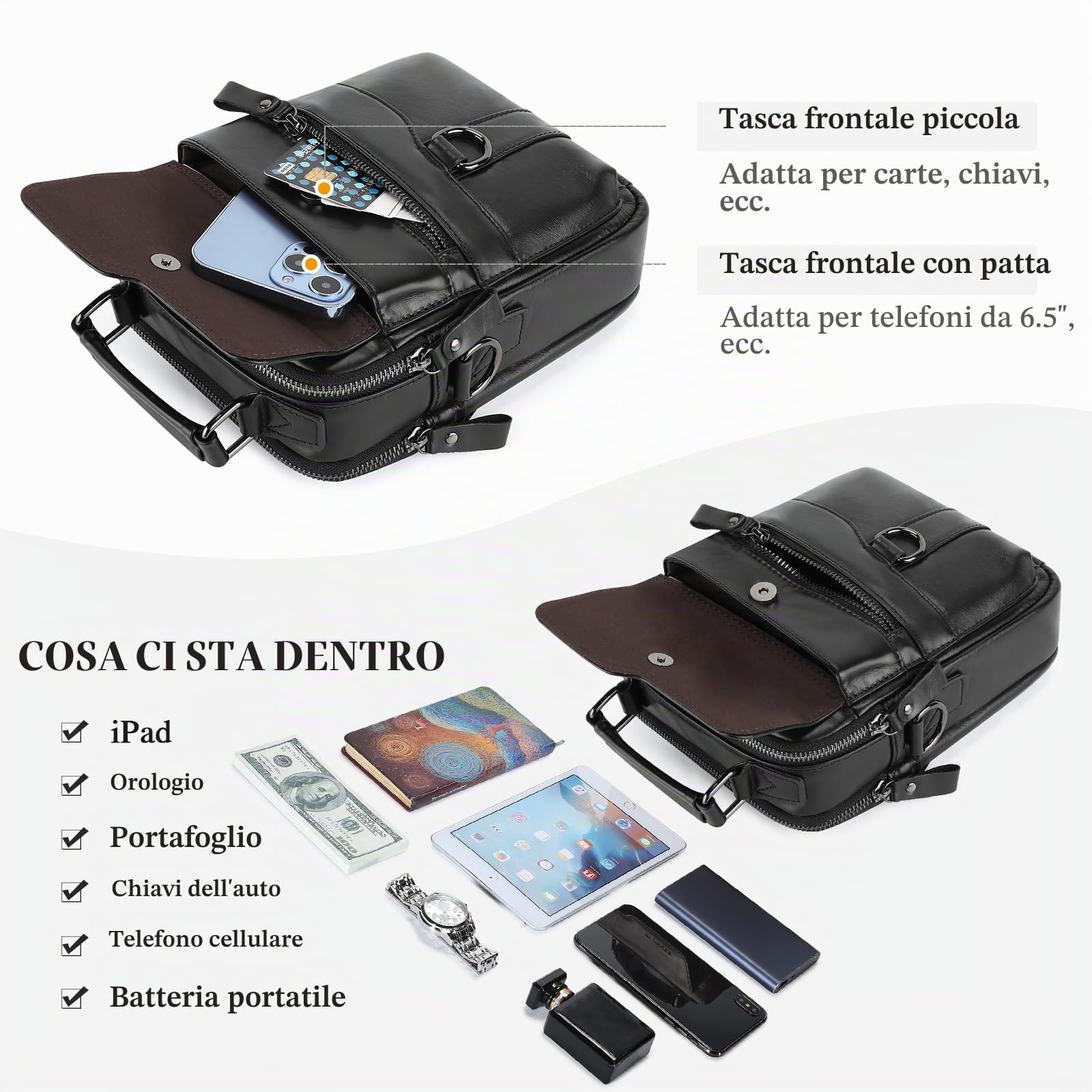 Borsello Uomo Borsa Tracolla Uomo Borsa Messenger Borsa a Spalla per Lavoro Casual Viaggio Sport