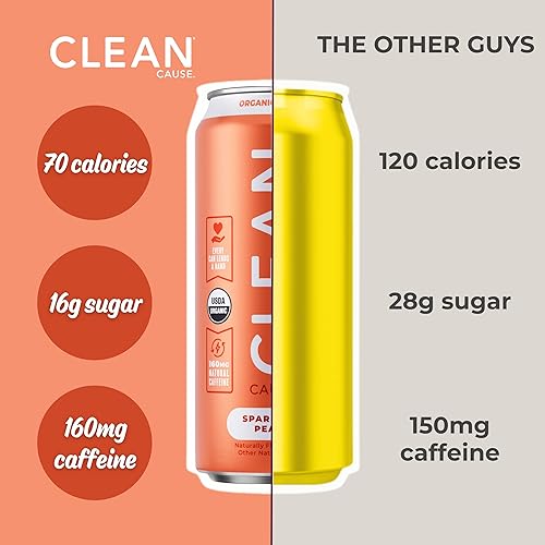 Vista 22 de Gaseosa de yerba mate de sandía y menta, orgánica, baja en calorías y azúcar (160 mg de cafeína), latas de 16 onzas, paquete de 12 unidades – CLEAN