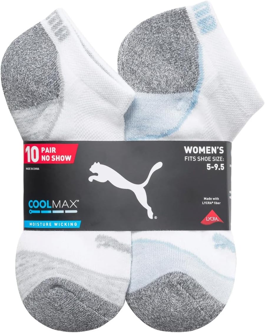 PUMA Women's Sports No-Show Socks, 5-9.5 Shoe Size, White, 10 Pairs - Image 5
