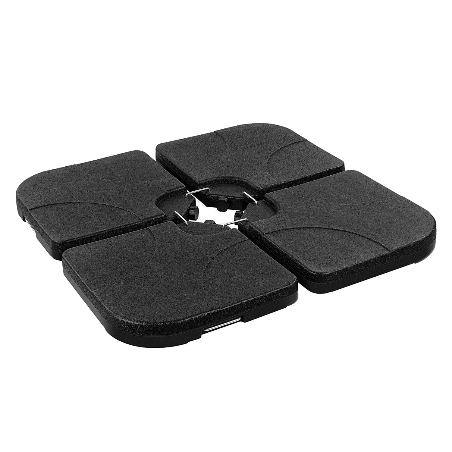 Artpuch 4pcs Square Offset Umbrella Base Plastic Cantilever Patio Umbrella Base, Water/Sand Filled Umbrella Base (176lbs, Black)