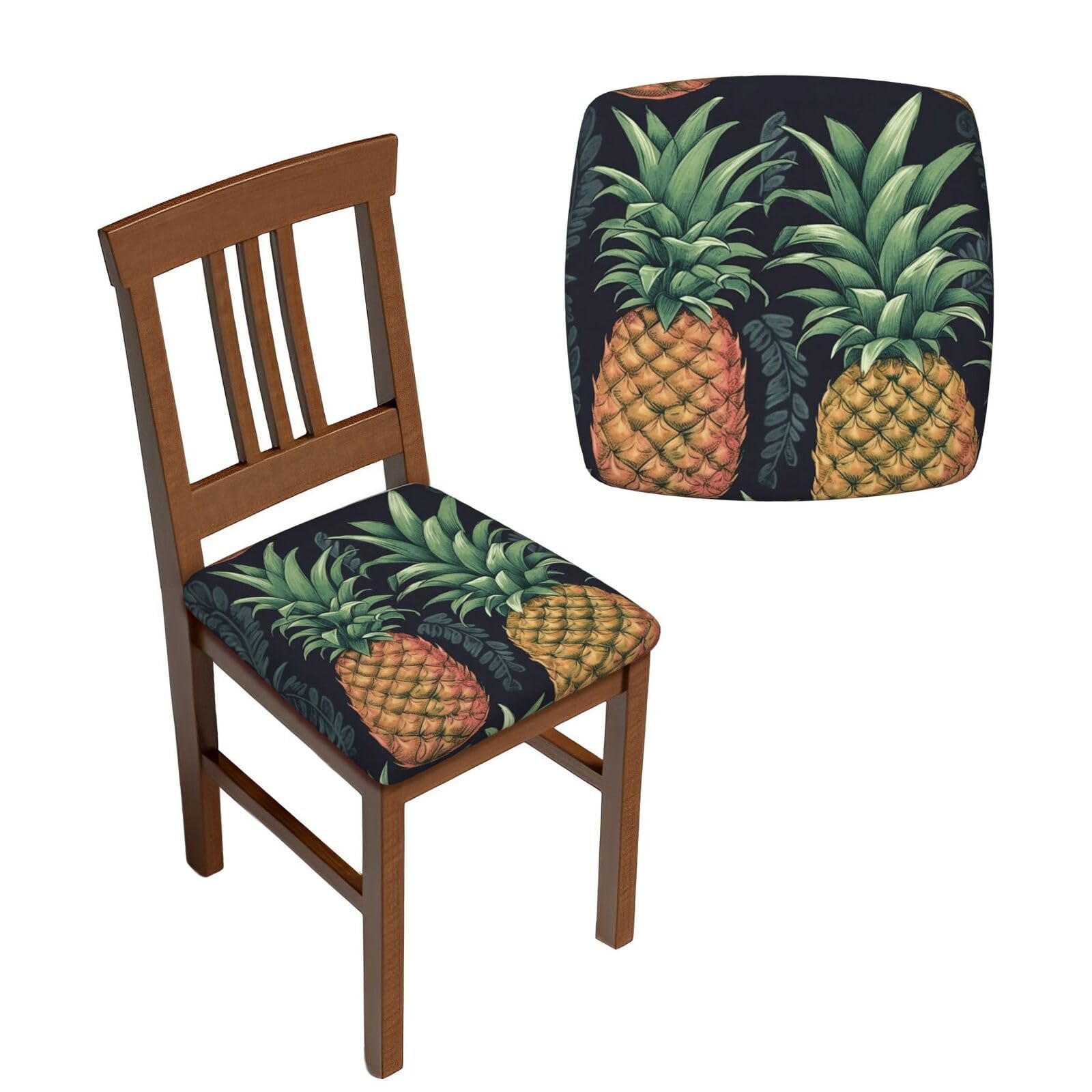 NONHAI 4PCS Dining Chair Seat Covers Set Pineapple Stretch Removable Chairs Covers Washable Seat Cushion Slipcovers Protector for Dining Room Kitchen Chairs