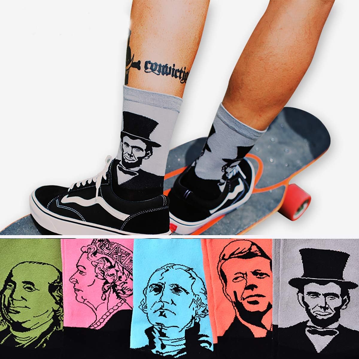 HSELL Funny Mens Novelty Presidents/Big Guy Dress Socks Funky Patterned Cotton Fun Crew Socks - Image 2