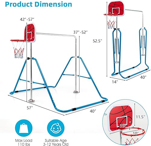 Miniatura 7 de Costzon Gymnastics Bar With Basketball Hoop
