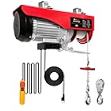 Electric Hoist 440 Lbs, 110V Electric Winch with 13ft Remote Control, Material Handling Tool with 38ft Lifting Height for Garage, Factories, Warehouses, Attic, Emergency Stop Switch