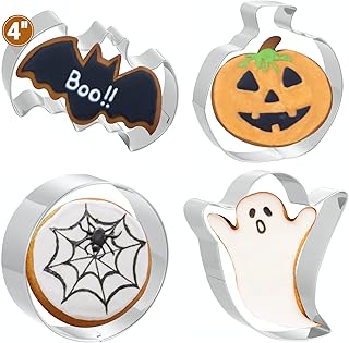 Cookie cutters 4 PCS, Large Halloween Cookie Cutters, JOB JOL Metal Cookie Cutter, 4‘’