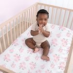 The Peanutshell 4-Pack Fitted Crib Sheet Set - Super Soft & Breathable Baby Girl Crib Sheets, Nursery Decor, Fit for Standard Mattress Cover- Pink Roses and Ditsy