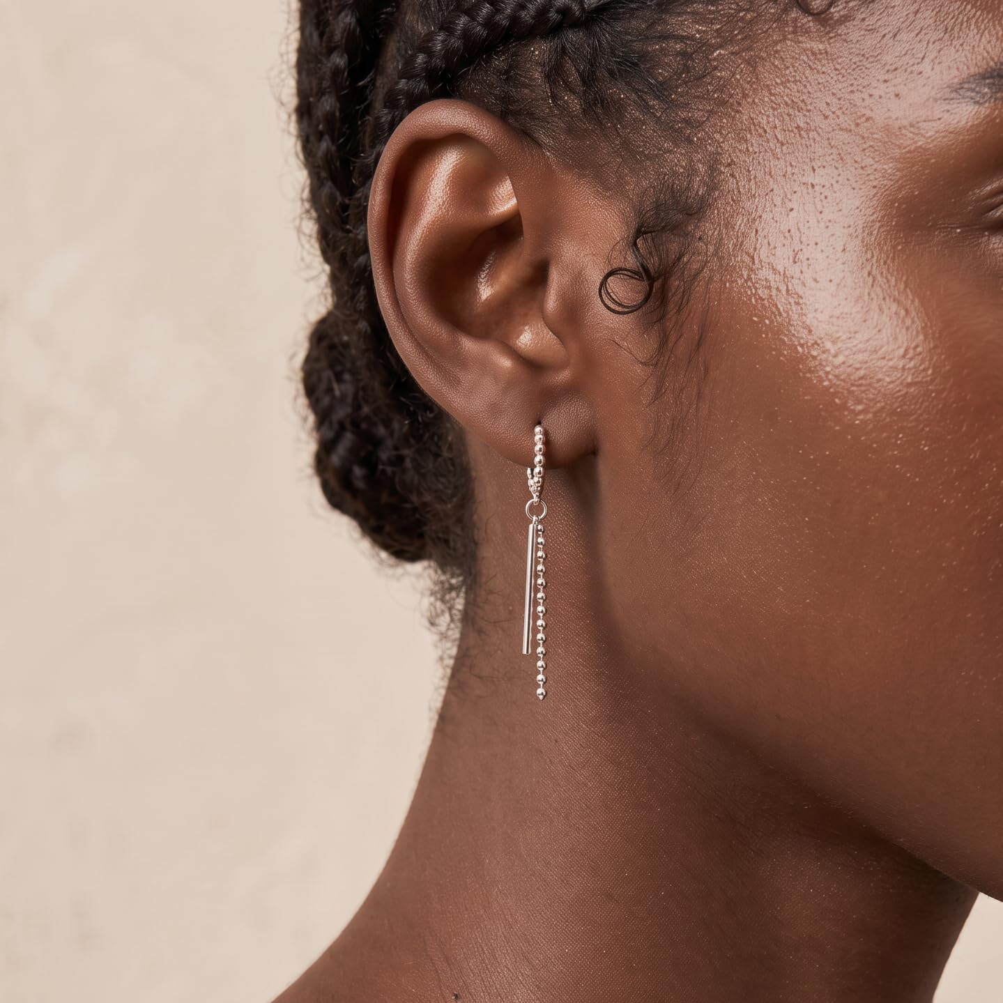 SLUYNZ Pendientes de aro de plata de ley 925 con cuentas para mujer, minimalistas, aretes de aro colgantes