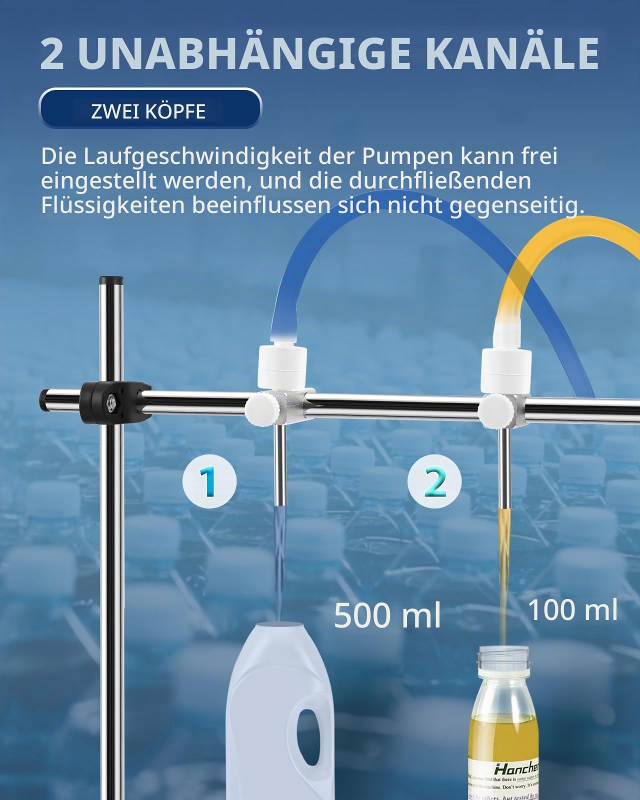 Hanchen Elektrische Flüssigkeit Füllmaschine Digital Flüssigkeitsabfüllung Abfüllmaschine 3-4000ml für Wasser, Alkohol, Milch, Parfüm, Saft, Speiseöl mit 2-Köpfe