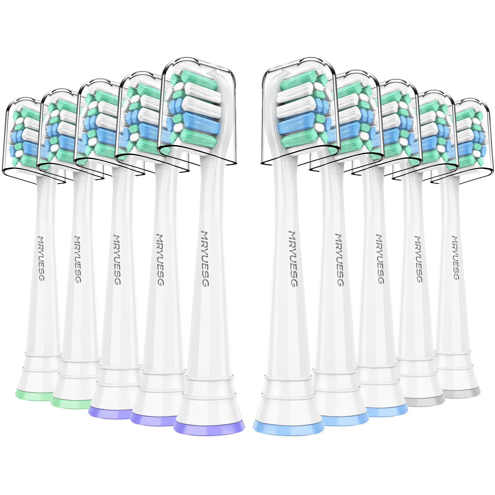 Testine di ricambio compatibili con Philips Sonicare, confezione da 10, testine di ricambio per spazzolino elettrico, compatibili con Phillips Sonic-Care, bianche