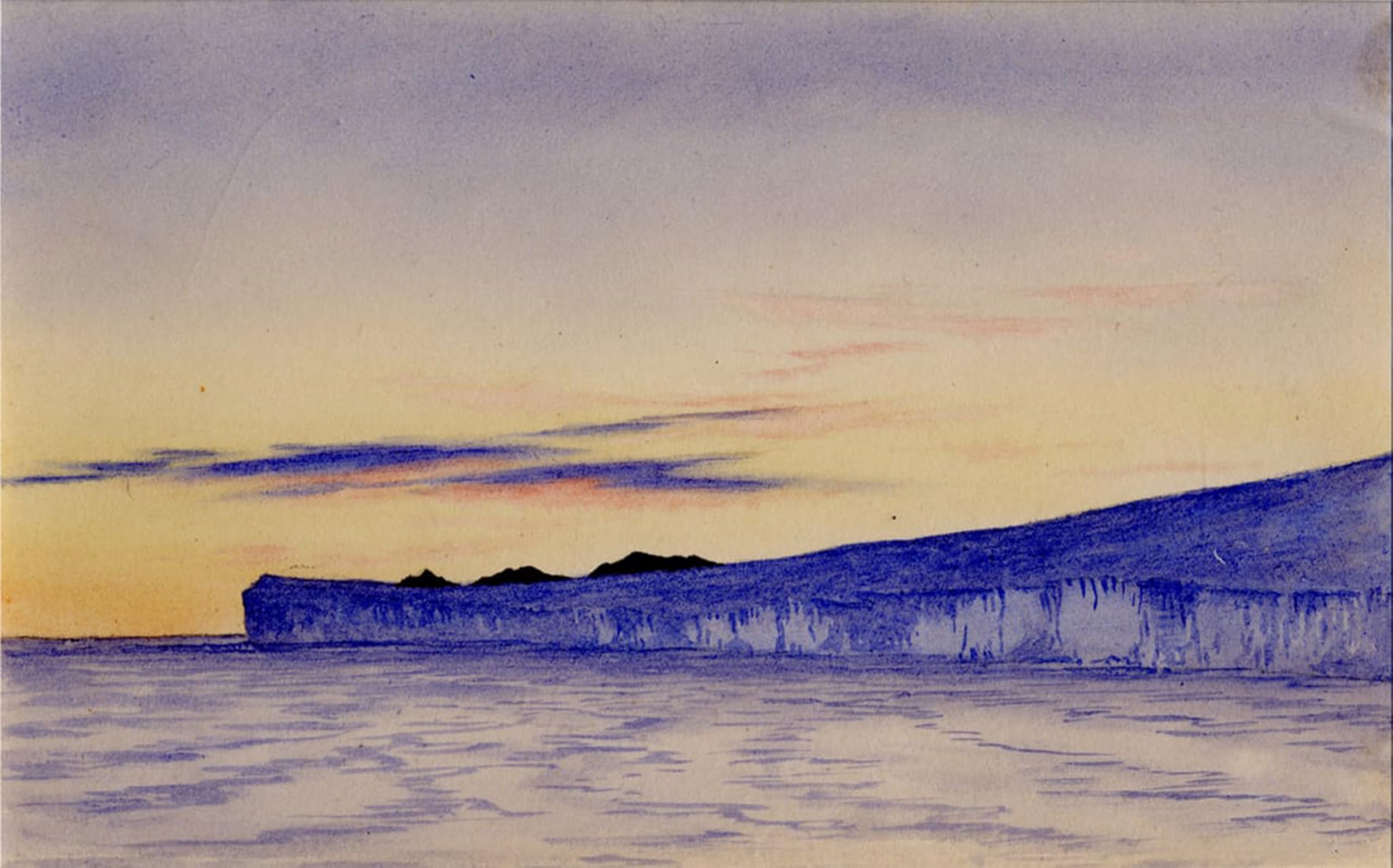 POSTERIIk Vintage Classic Picture Landscape Artwork Blue Ice Cliffs by Edward Adrian Portrait Canvas Painting for Office Home Decor 60x90cm