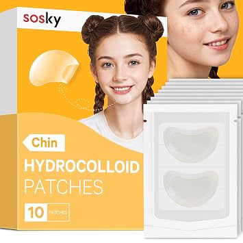 Sosky Chin Pimple Patches Hydrocolloid Acne Patches for Breakouts Large Spot Control Covers for Face Chin & Body Vegan Cruelty Free 10 Count