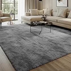 Tapete Felpudo Luxo, 230x200 cm, Base Antiderrapante, Retangular, Macio e Confortável para Sala e Quarto (Cinza)