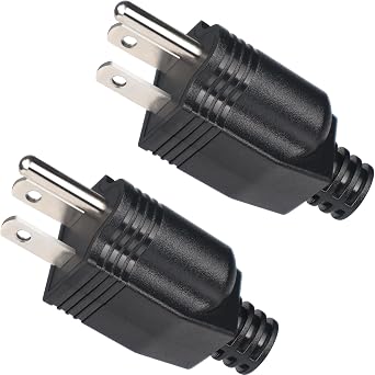 NEMA 5-15P Electrical Replacement Plugs, 125V 15A 2-Pole 3-Wire Grounding Replacement for Extension Cord Ends,Male Straight Blade Plug2-Pack