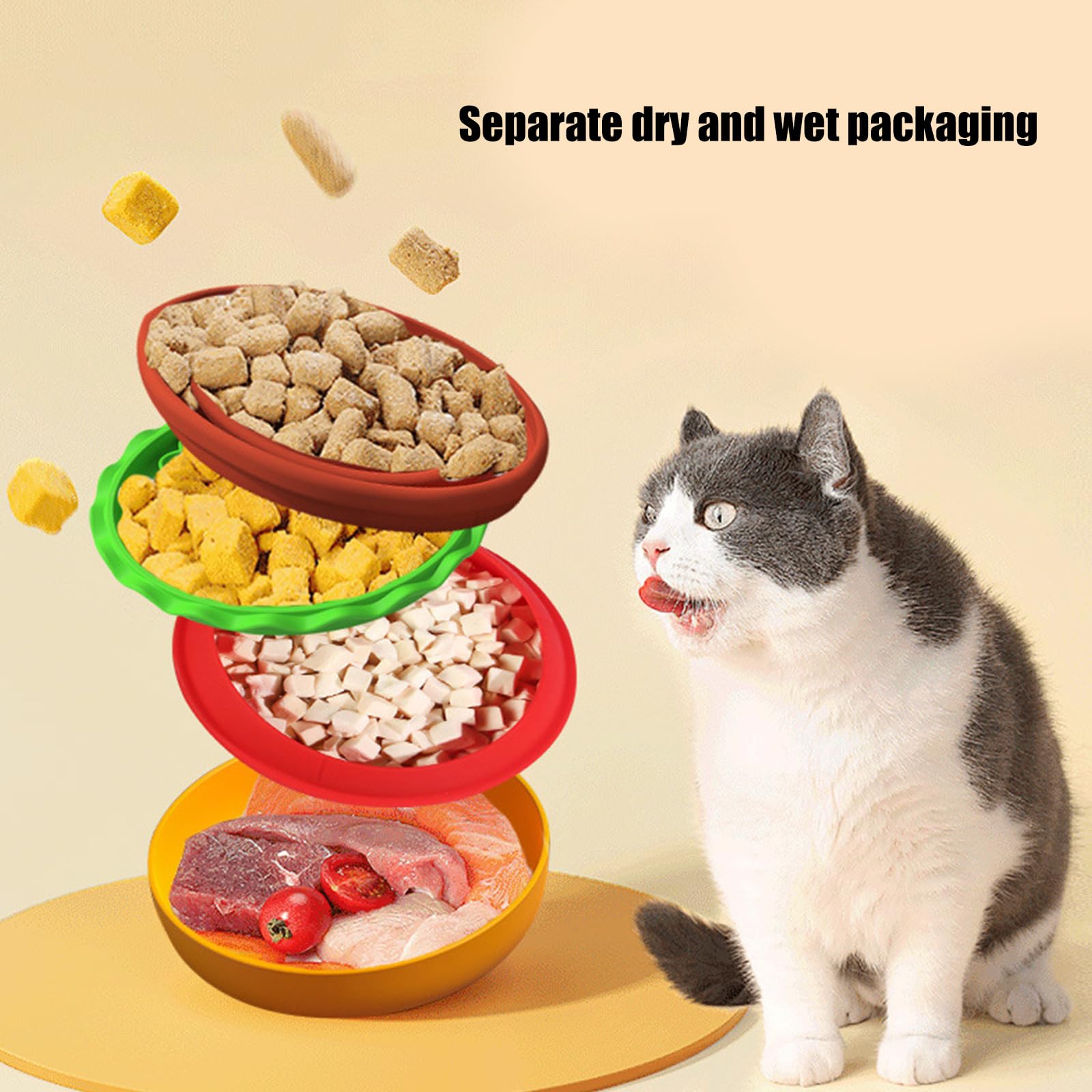 Ciotole impilabili 5 in 1 per animali domestici, mangiatoie lente, per la salute, per mangiare animali domestici, per pasti secchi e umidi, compatti, impilabili, ciotole per gatti