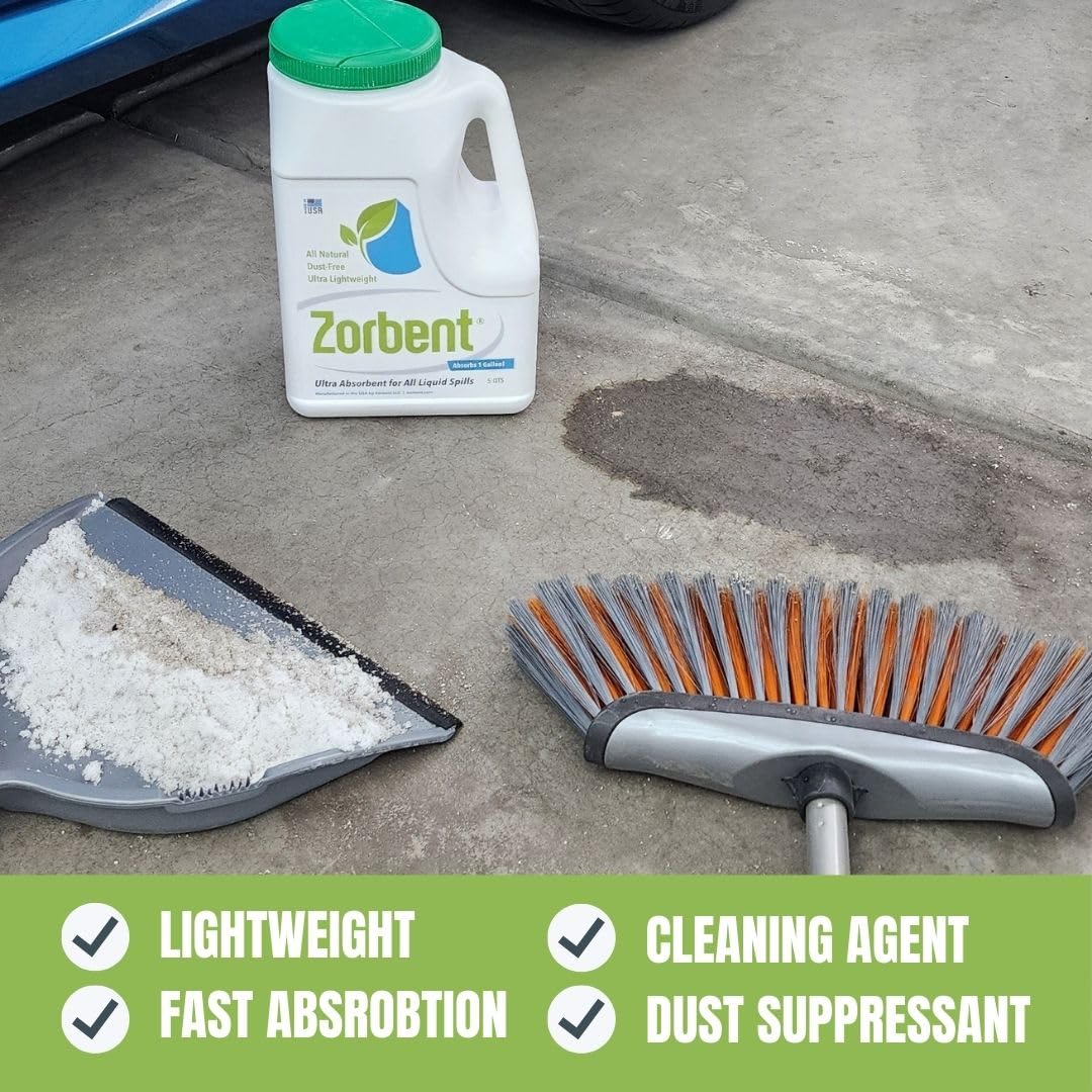 Zorbent Kit de derrames de líquidos, 16 veces más absorbente que la arcilla, vómito de grado comercial, orina, aceite, todo el polvo líquido para derrames limpia rápidamente los desastres repulsivos,