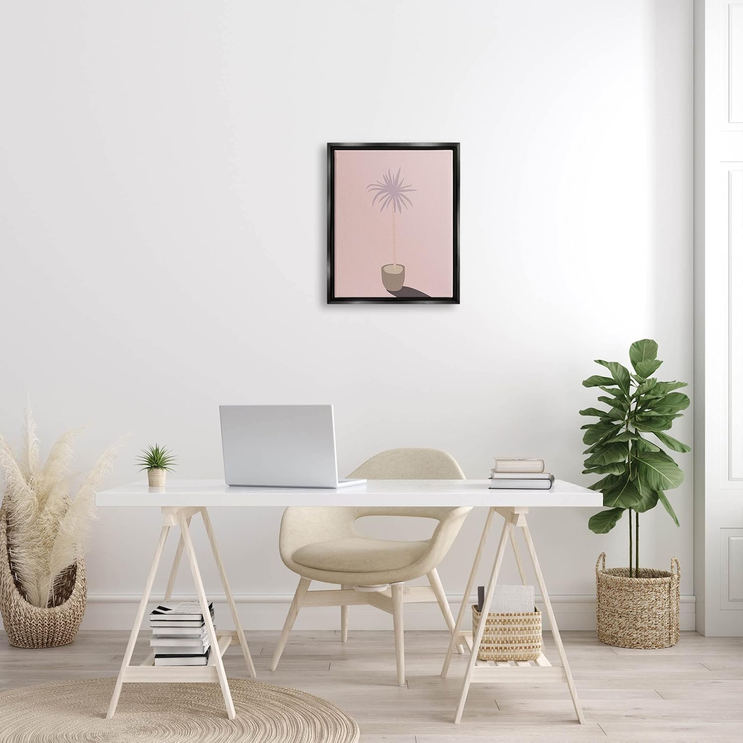 Stupell Industries Pink Potted Palm Plant Floating Framed Wall Art, Design by Lil' Rue
