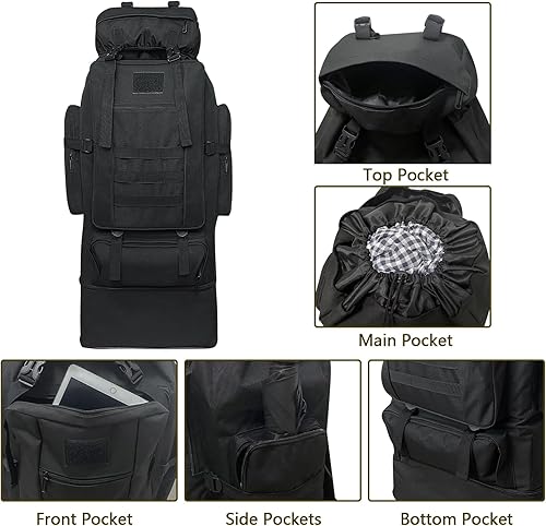Miniatura 3 de Wesoke Mochila de senderismo de 80L para hombre, mochila Molle impermeable extra grande para viajes de gran tamaño para escalada y turismo,